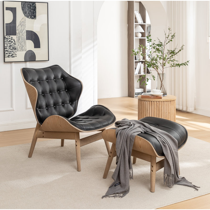 George Oliver Jeyshan Upholstered Tufted Lounge Chair and Ottoman Reviews Wayfair